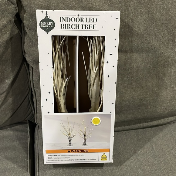 Indoor Christmas Light Up LED Faux Birch Trees, Set of 2, 18” - Picture 7 of 9